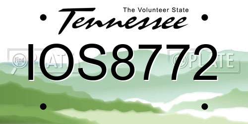 IOS8772 Tennessee License Plate