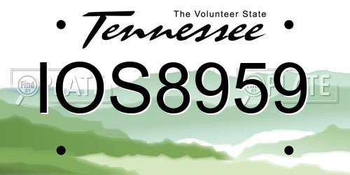 IOS8959 Tennessee License Plate