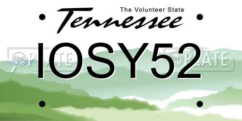 IOSY52 Tennessee License Plate