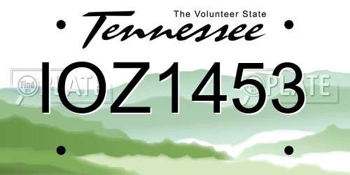 IOZ1453 Tennessee License Plate
