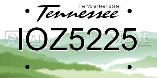 IOZ5225 Tennessee License Plate