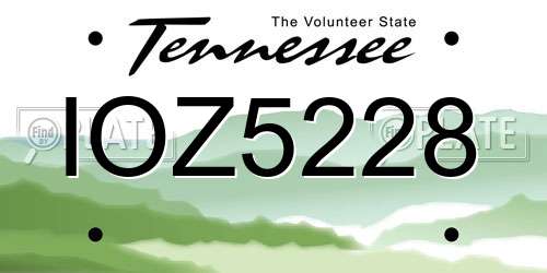 IOZ5228 Tennessee License Plate