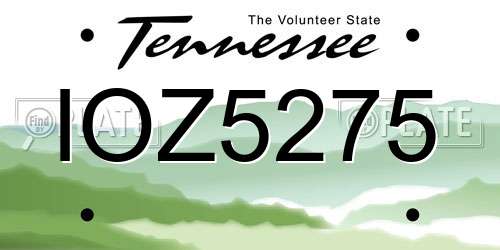 IOZ5275 Tennessee License Plate