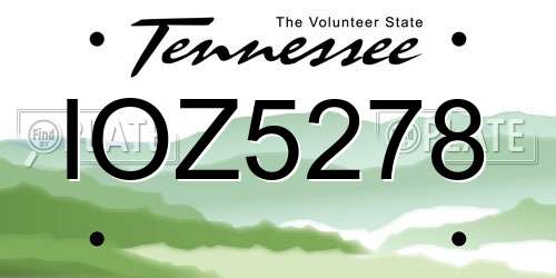 IOZ5278 Tennessee License Plate