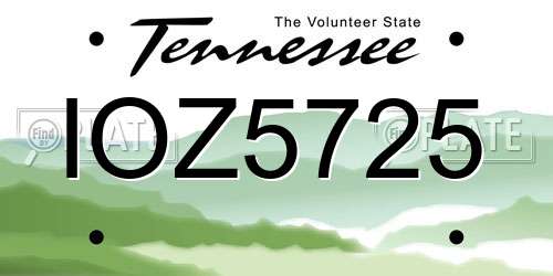 IOZ5725 Tennessee License Plate