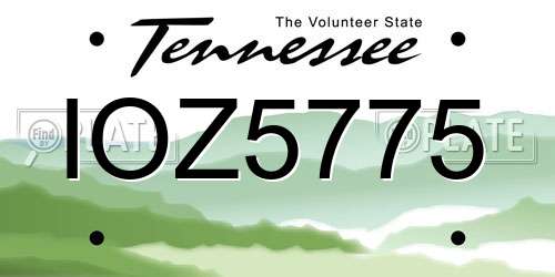 IOZ5775 Tennessee License Plate