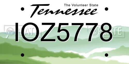 IOZ5778 Tennessee License Plate