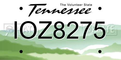 IOZ8275 Tennessee License Plate