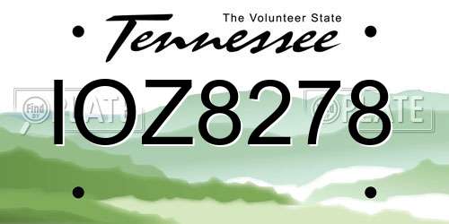 IOZ8278 Tennessee License Plate