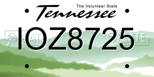 IOZ8725 Tennessee License Plate