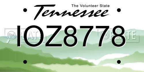 IOZ8778 Tennessee License Plate