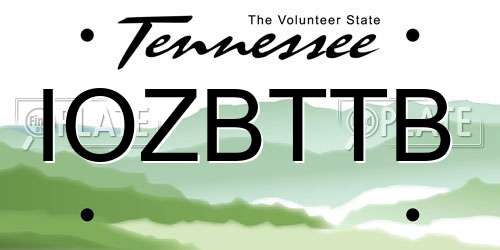 IOZBTTB Tennessee License Plate
