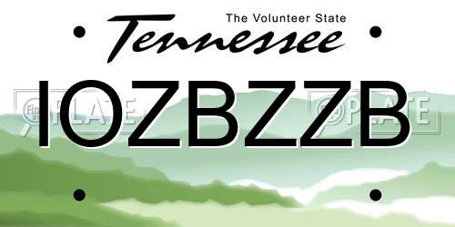 IOZBZZB Tennessee License Plate