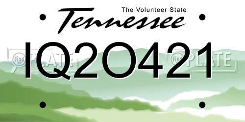 IQ2O421 Tennessee License Plate