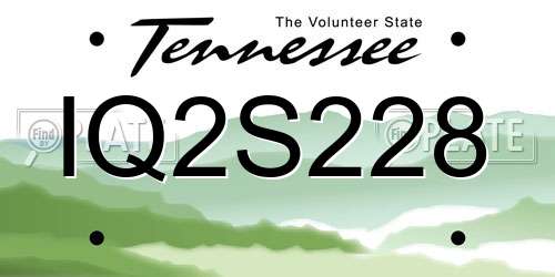 IQ2S228 Tennessee License Plate