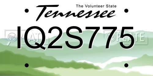 IQ2S775 Tennessee License Plate