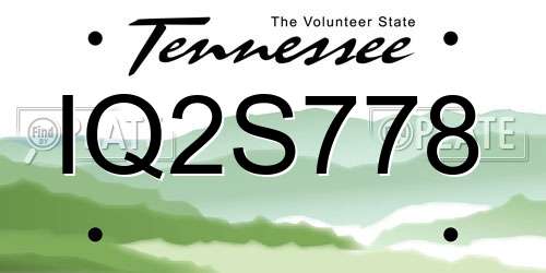 IQ2S778 Tennessee License Plate