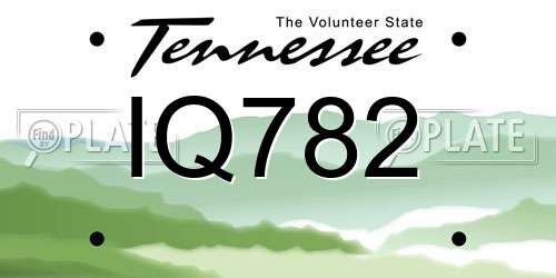 IQ782 Tennessee License Plate