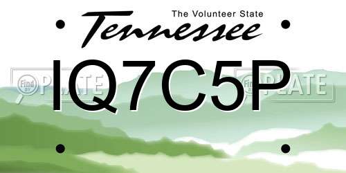 IQ7C5P Tennessee License Plate