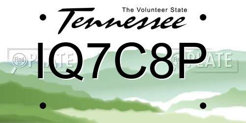 IQ7C8P Tennessee License Plate