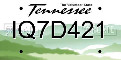 IQ7D421 Tennessee License Plate