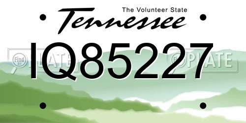 IQ85227 Tennessee License Plate