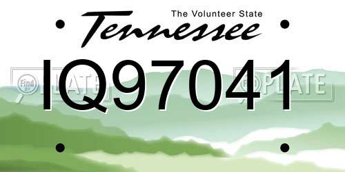 IQ97041 Tennessee License Plate