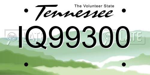 IQ99300 Tennessee License Plate