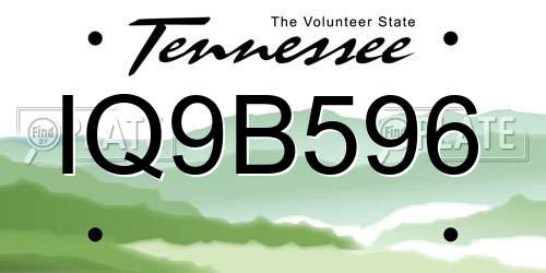 IQ9B596 Tennessee License Plate