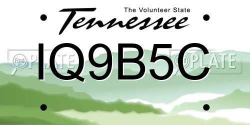 IQ9B5C Tennessee License Plate