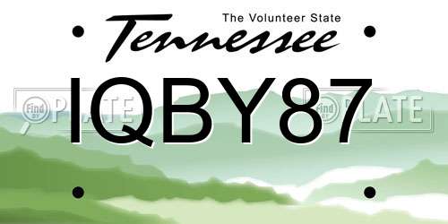 IQBY87 Tennessee License Plate