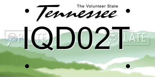 IQD02T Tennessee License Plate