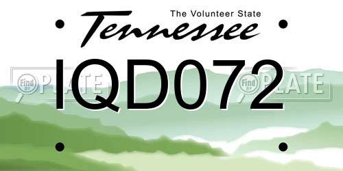 IQD072 Tennessee License Plate