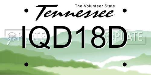 IQD18D Tennessee License Plate
