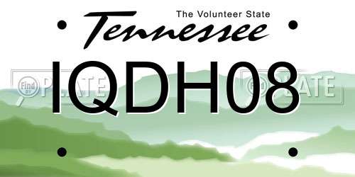 IQDH08 Tennessee License Plate