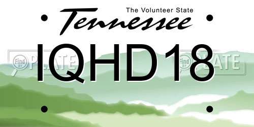 IQHD18 Tennessee License Plate