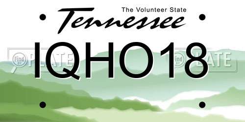 IQHO18 Tennessee License Plate