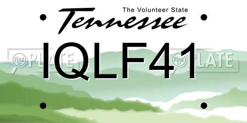 IQLF41 Tennessee License Plate