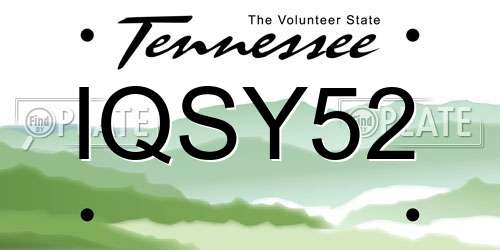IQSY52 Tennessee License Plate