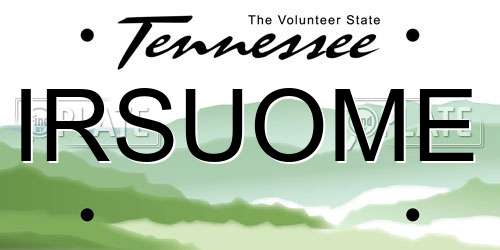IRSUOME Tennessee License Plate