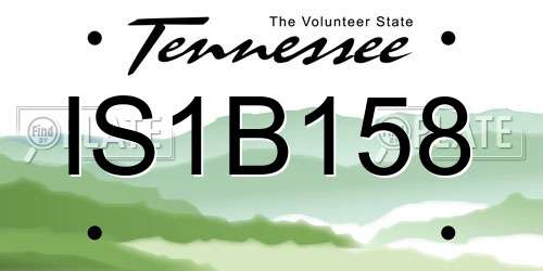 IS1B158 Tennessee License Plate