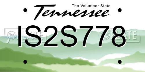 IS2S778 Tennessee License Plate