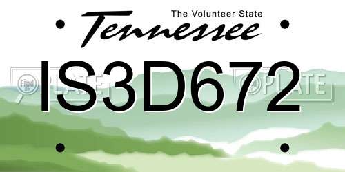 IS3D672 Tennessee License Plate