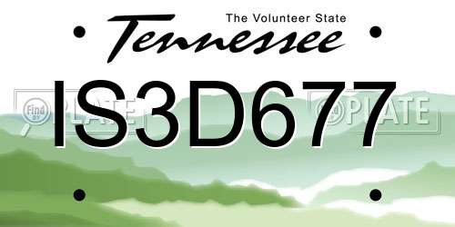IS3D677 Tennessee License Plate