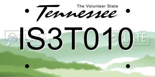 IS3T010 Tennessee License Plate