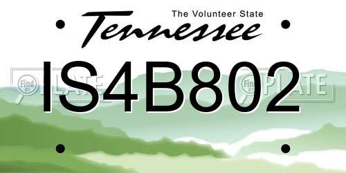 IS4B802 Tennessee License Plate