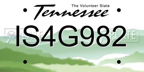IS4G982 Tennessee License Plate