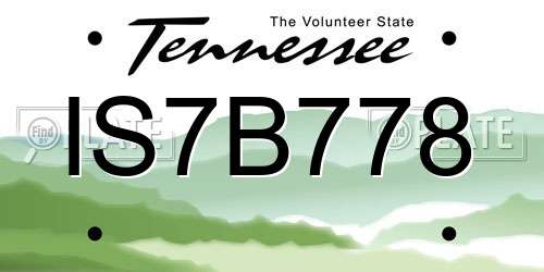 IS7B778 Tennessee License Plate