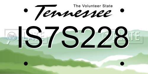 IS7S228 Tennessee License Plate