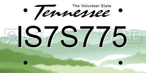 IS7S775 Tennessee License Plate